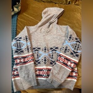 Boy’s Patterned Hooded Sweater - Beige and Blue